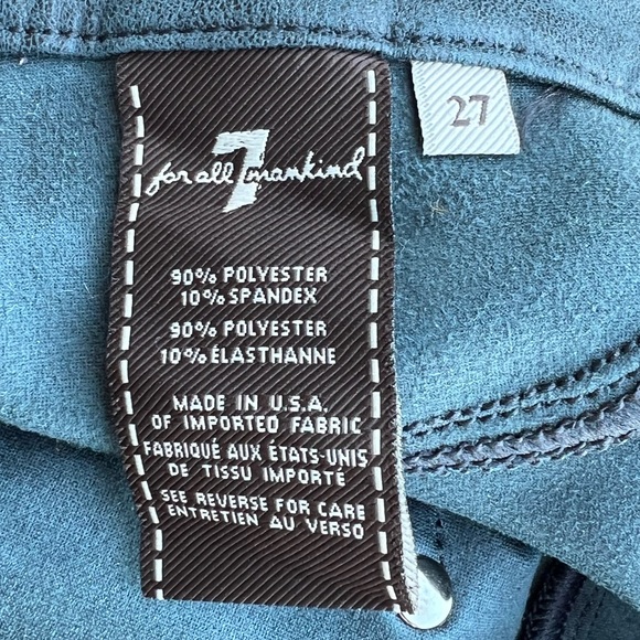 7 for All Mankind Faux Soft Leather Dark Green Skinny Moto Jeggings Size 27 7FAM - Picture 5 of 9